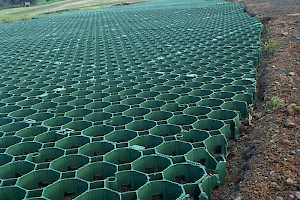 CORE Grass 60-40 is a rigid grid system that will be filled with soil and native grasses, allowing for heavy vehicle transportation access throughout the year.