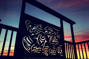Bear and Eagle Privacy Screen - Coast Salish Design