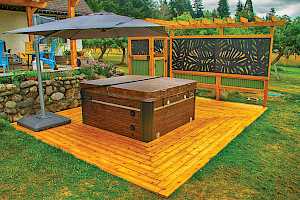 Floating Deck sitting on a CORE Hot Tub Foundation easily supports a hot tub.